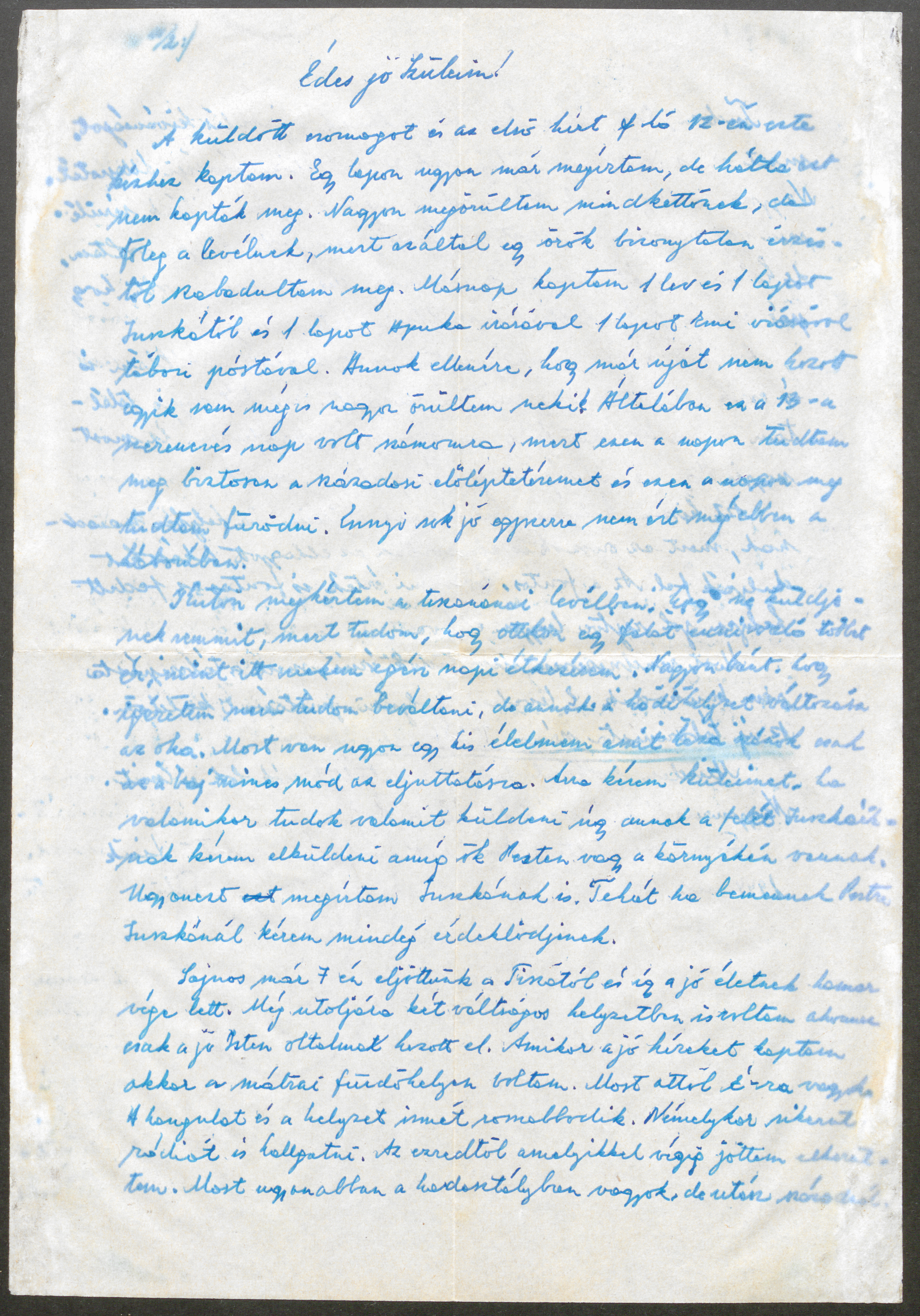 Eördögh Tibor, levél, 1944. november 20.