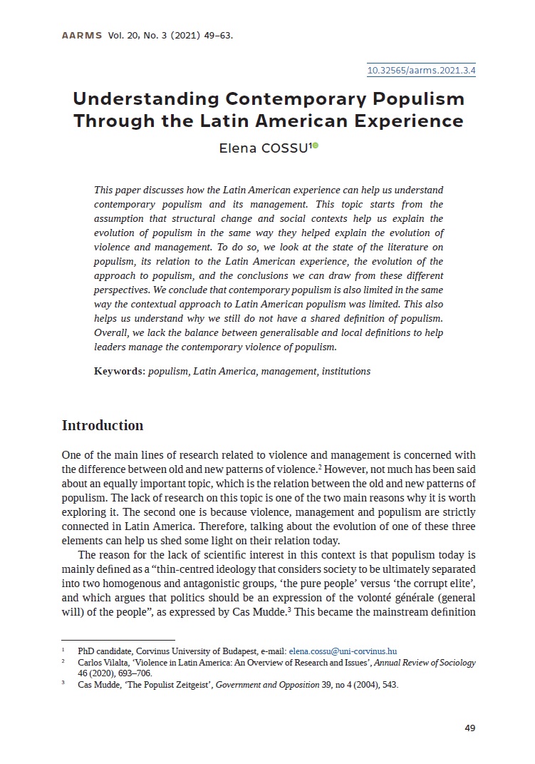 Understanding Contemporary Populism Through the Latin American Experience