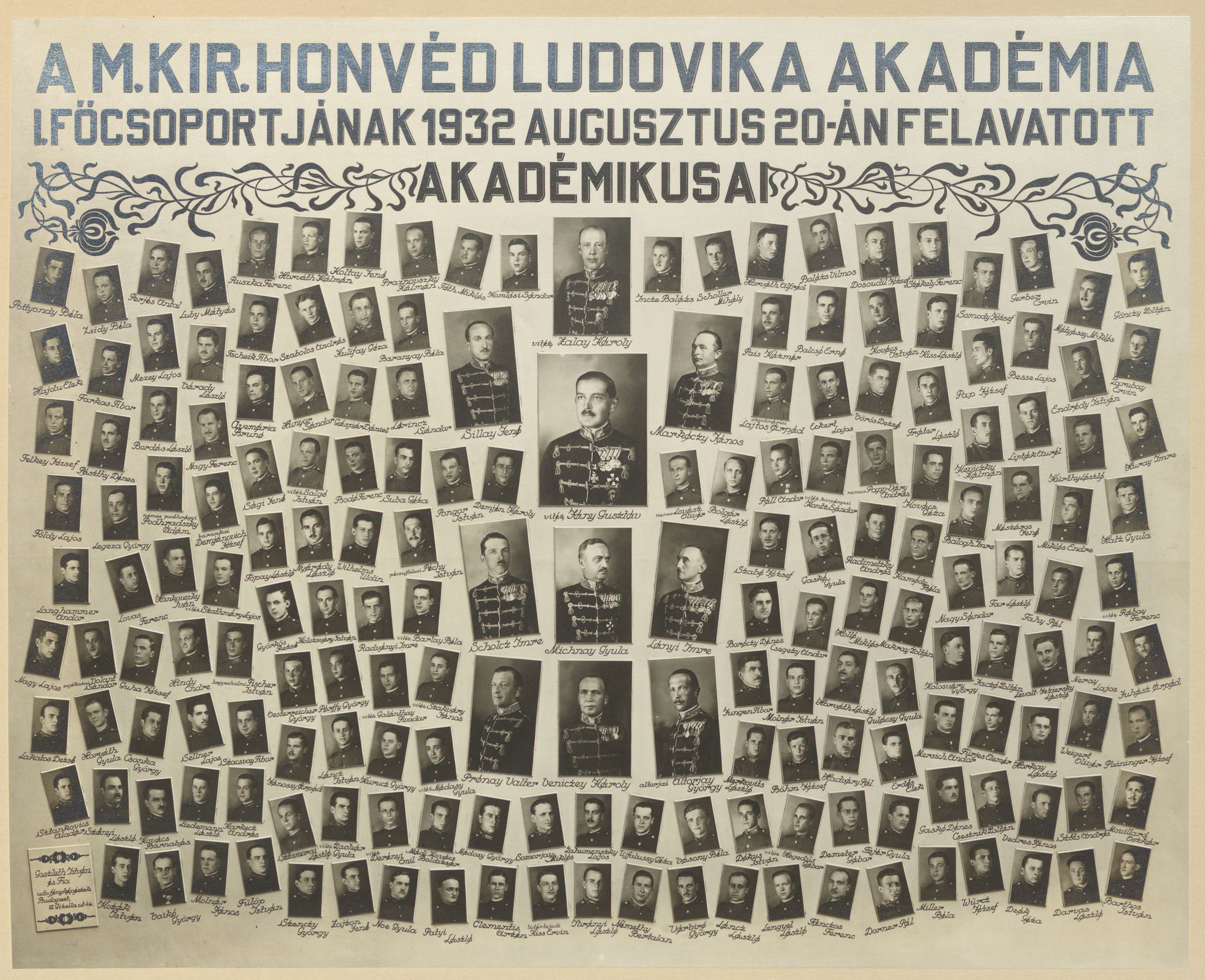 A m. Kir. Hovéd Ludovika Akadémia I. főcsoportjának 1932 augusztus 20-án felavatott akadémikusai