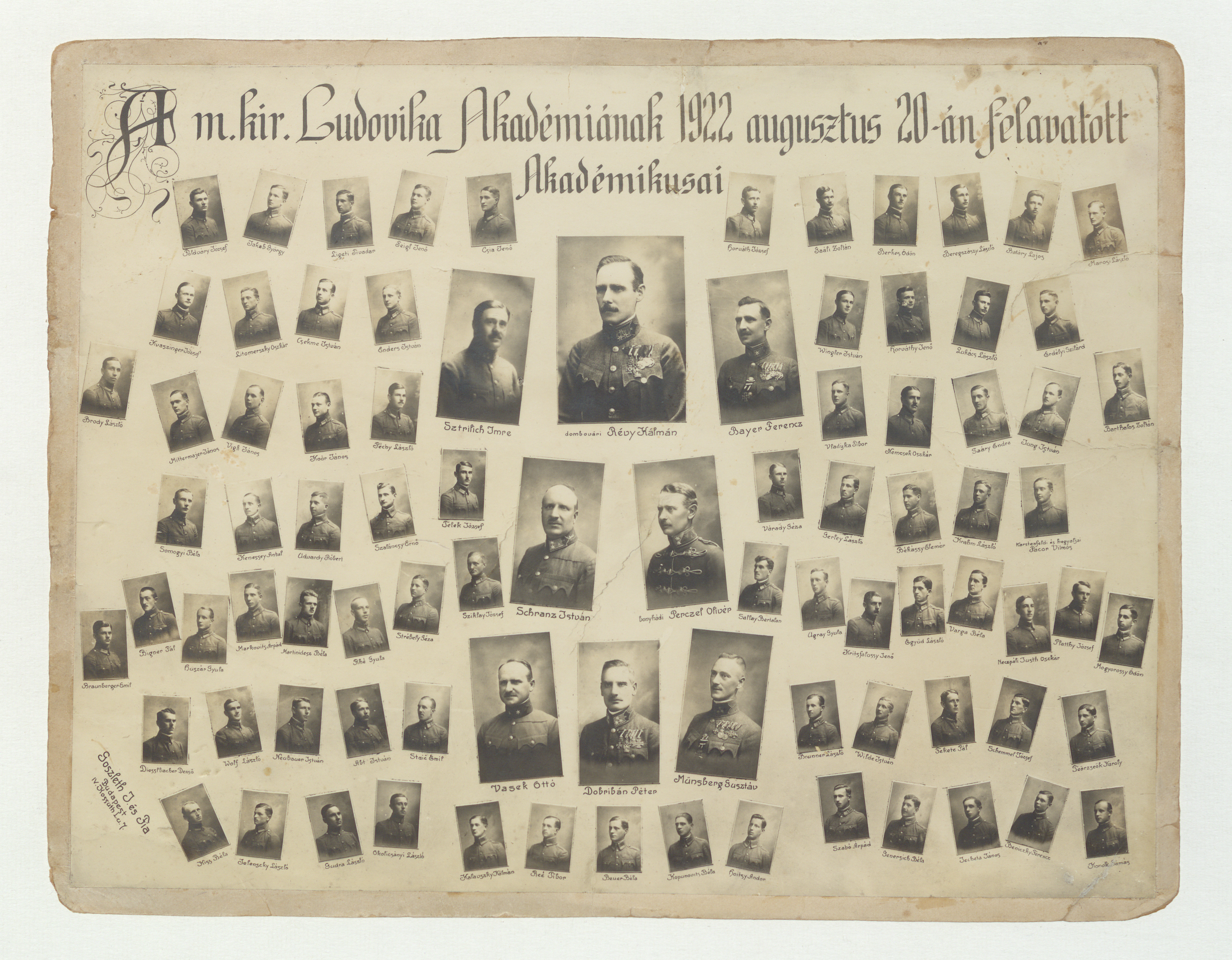 A m. kir. Ludovika Akadémiának 1922 augusztus 20-án felavatott Akadémikusai