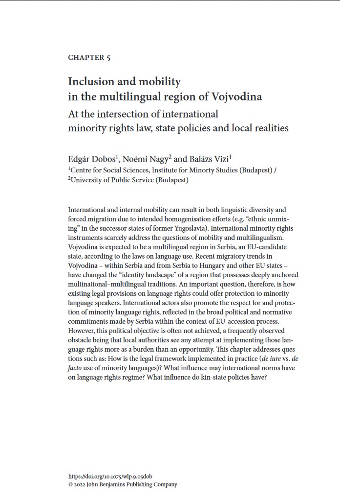 Inclusion and mobility in the multilingual region of Vojvodina