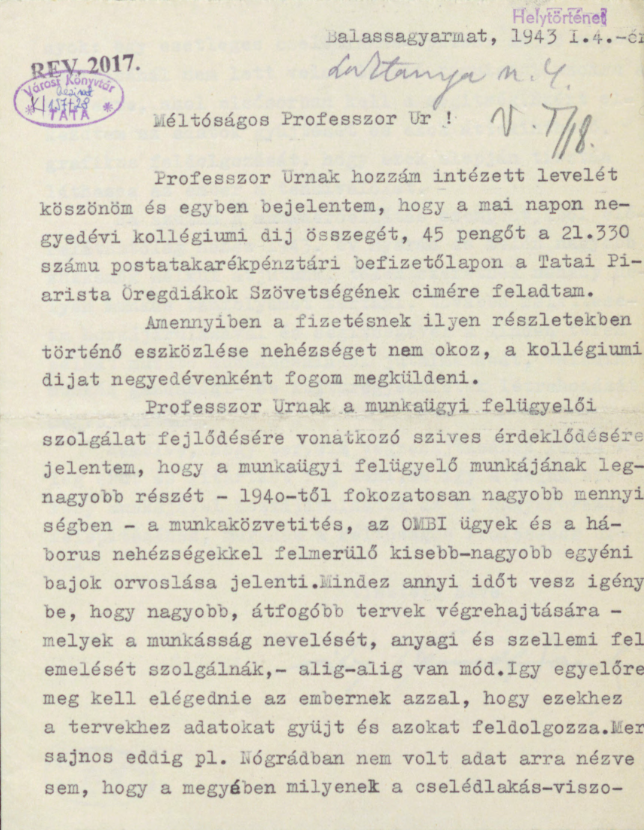 Németh Sándor levele Magyary Zoltánnak 2.