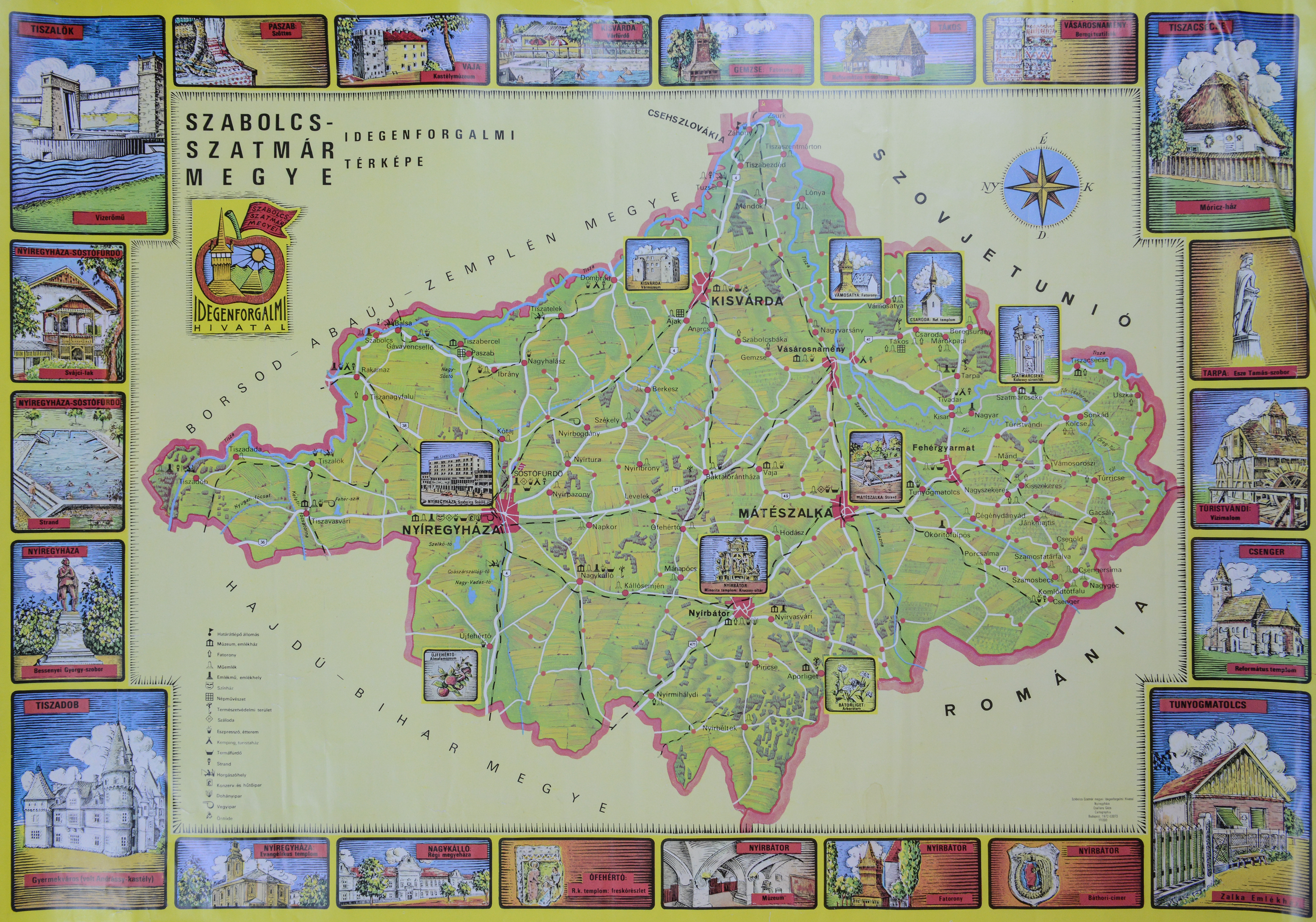 Szabolcs-Szatmár megye idegenforgalmi térképe