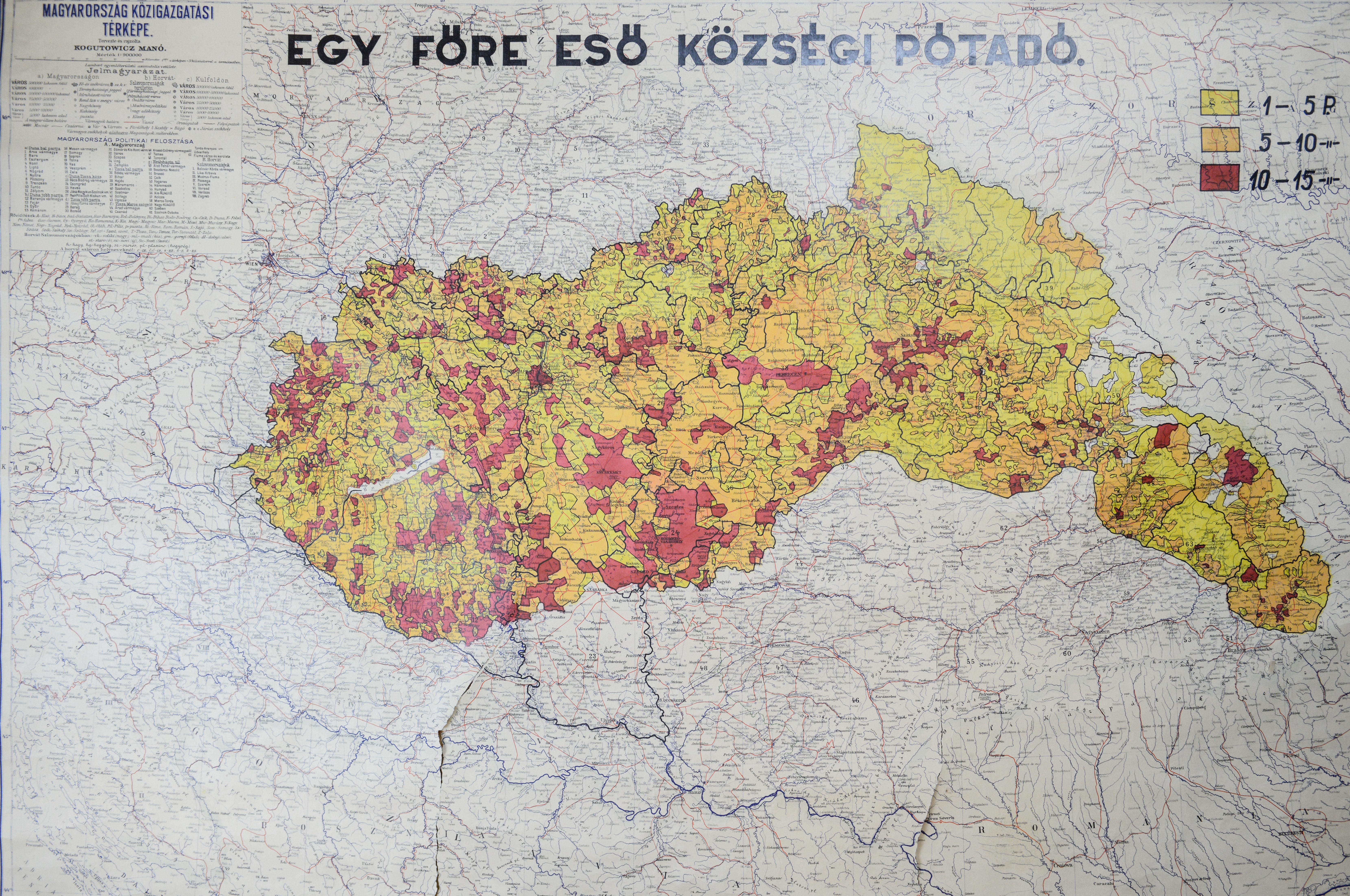 Egy főre eső községi pótadó magyarországi közigazgatási térképe 1941-ben