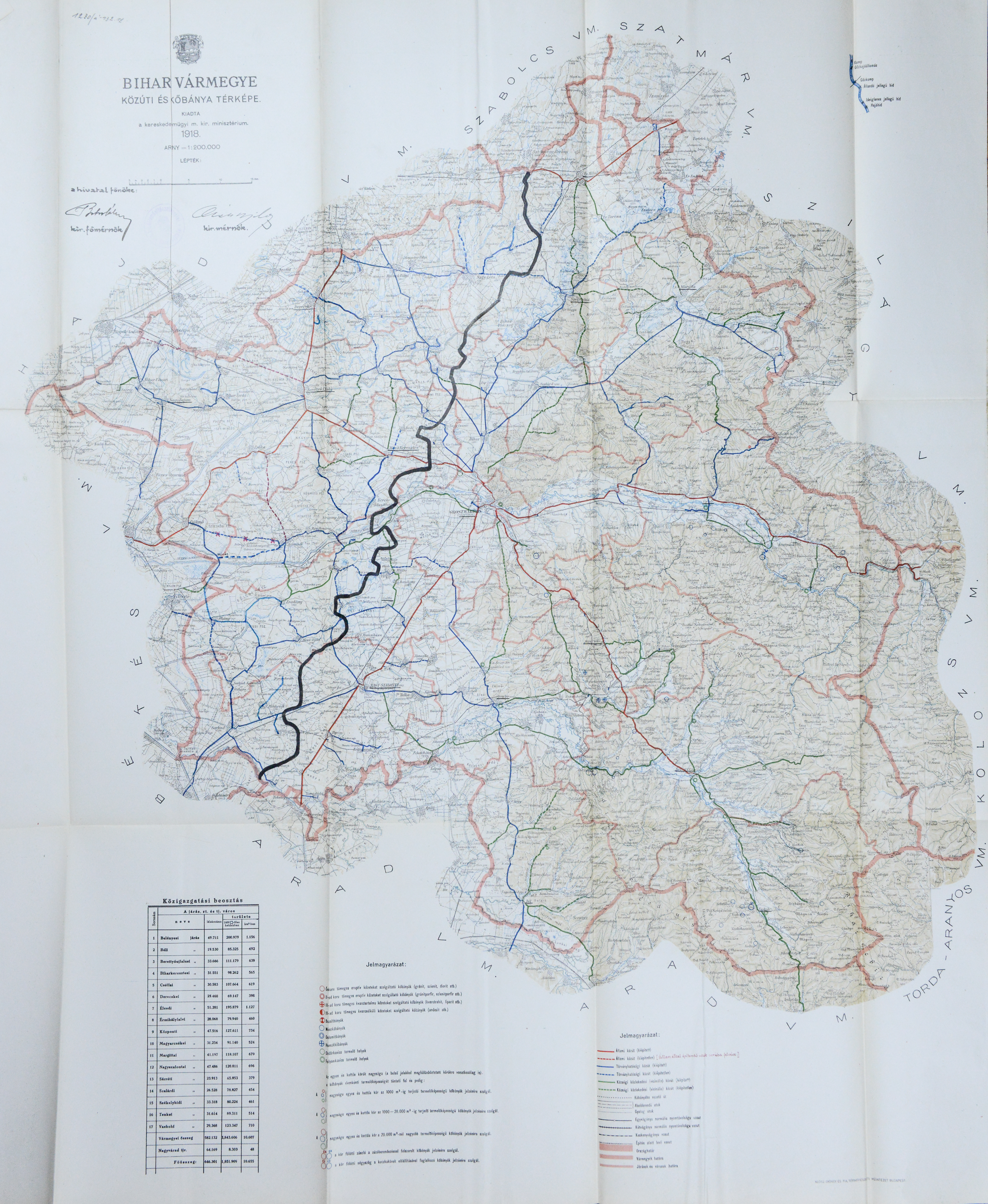 Bihar vármegye közúti térképe