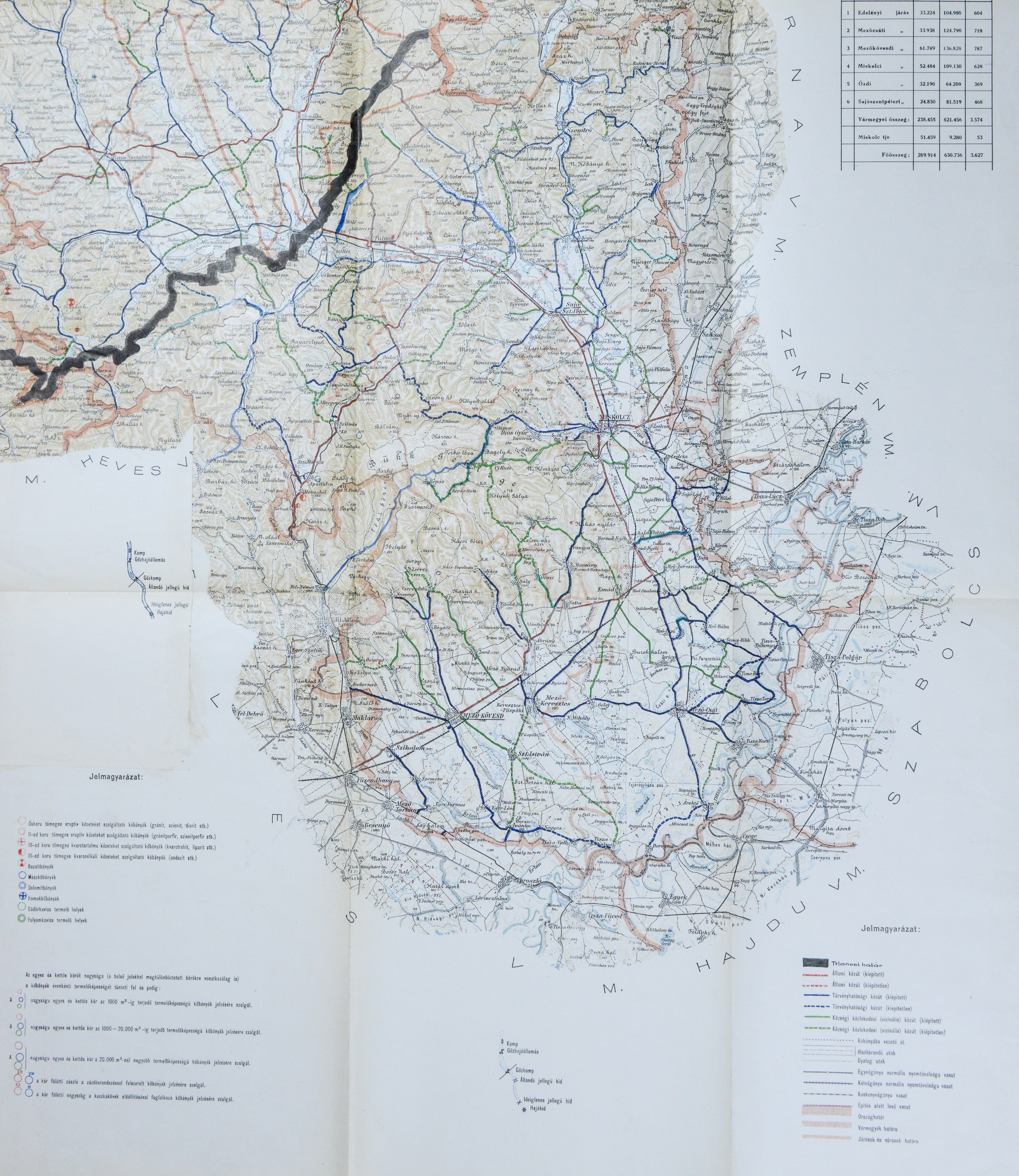 Borsod és Gömör vármegyék közúti térképe