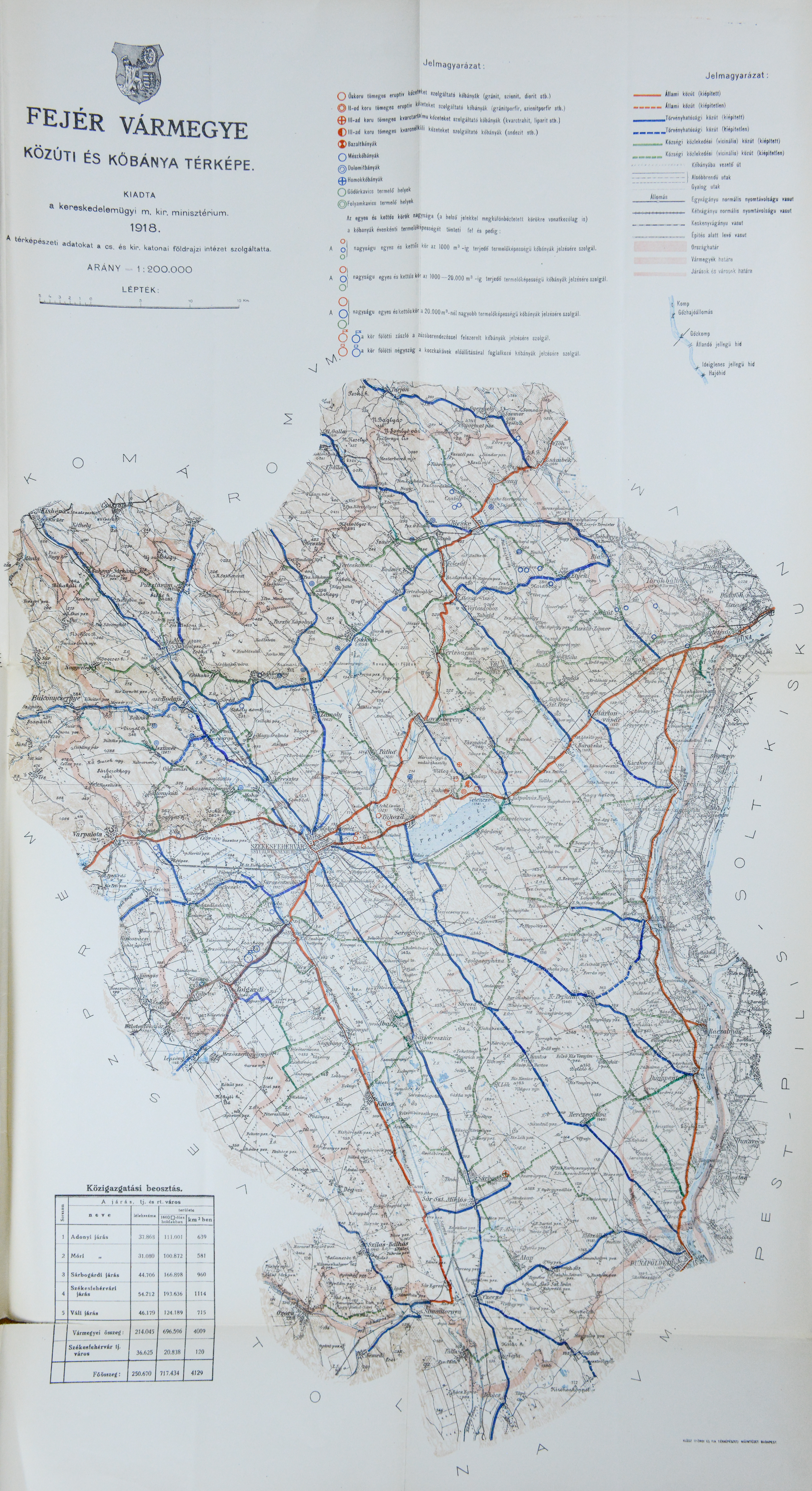 Fejér vármegye közúti térképe