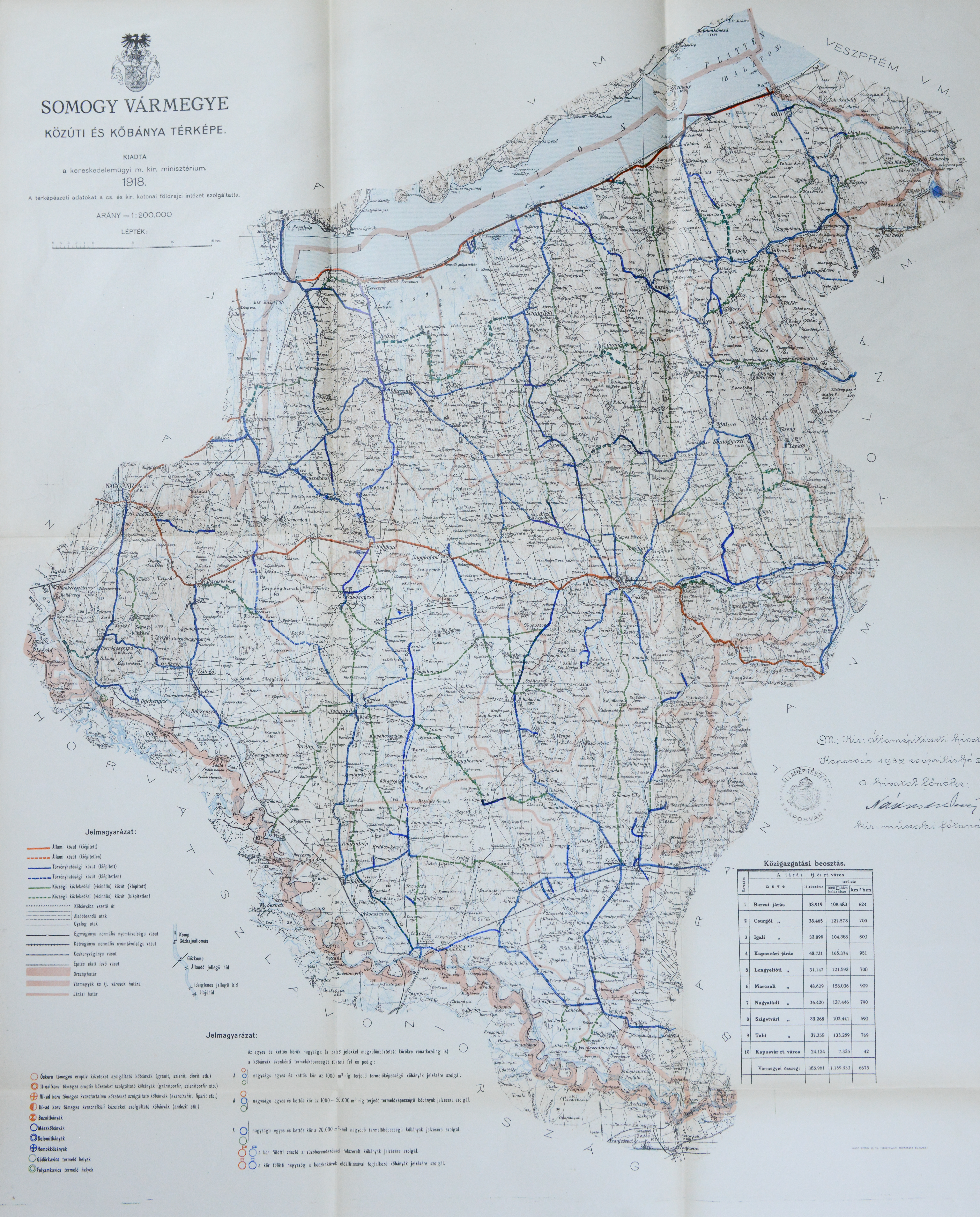 Somogy vármegye közúti térképe