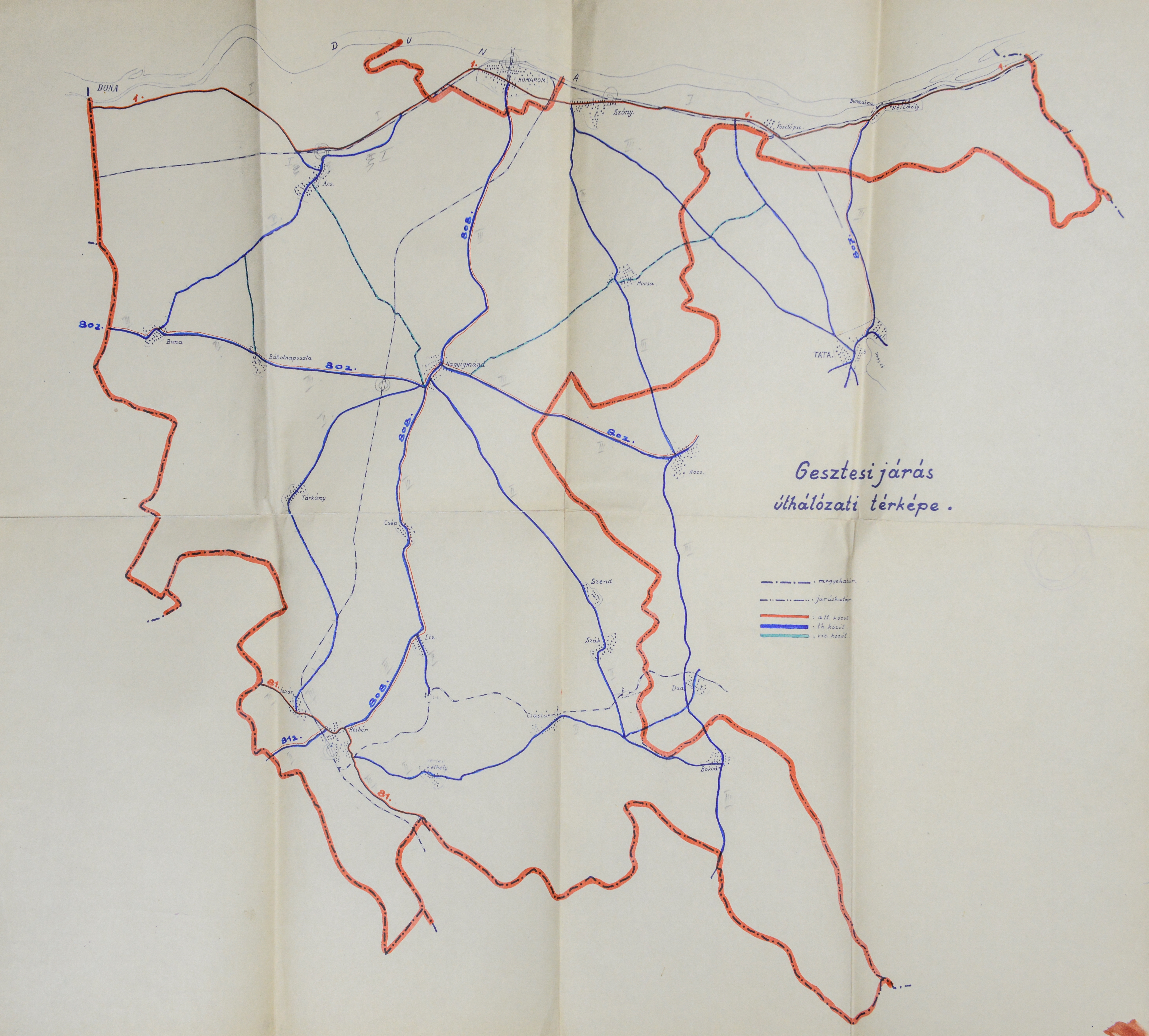 Gesztesi járás úthálózati térképe