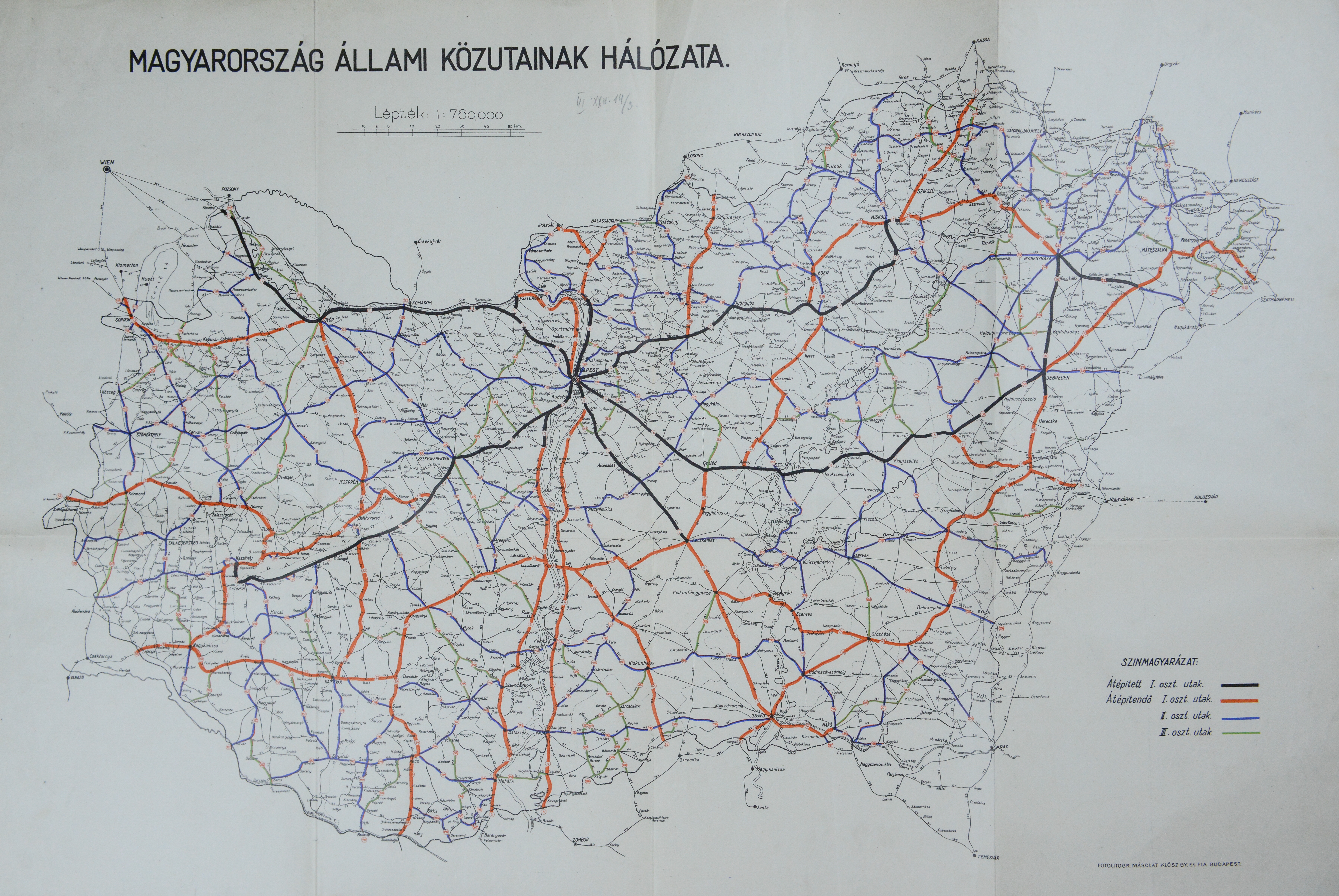 Magyarország állami közutainak hálózata térkép