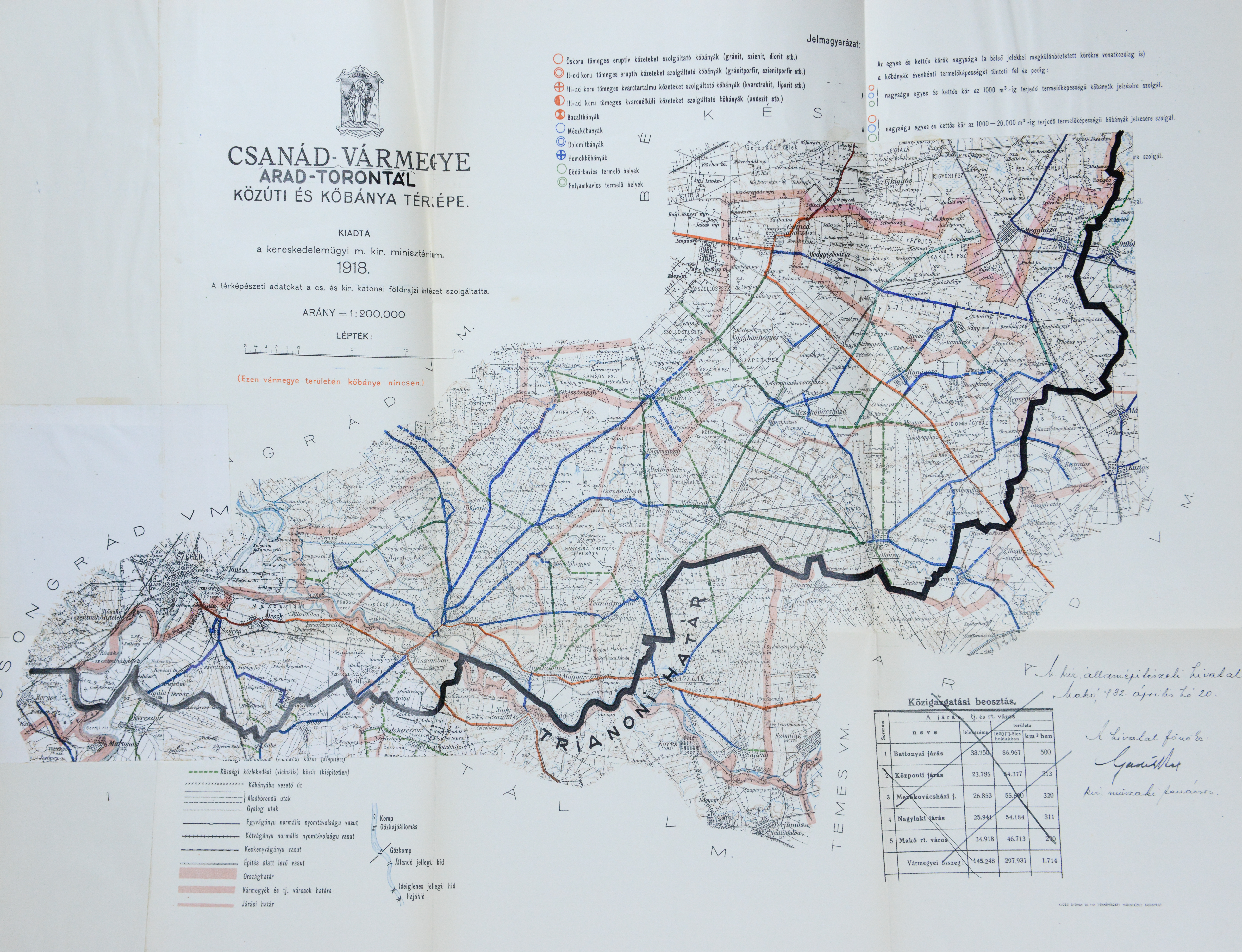Csanád vármegye közúti térképe