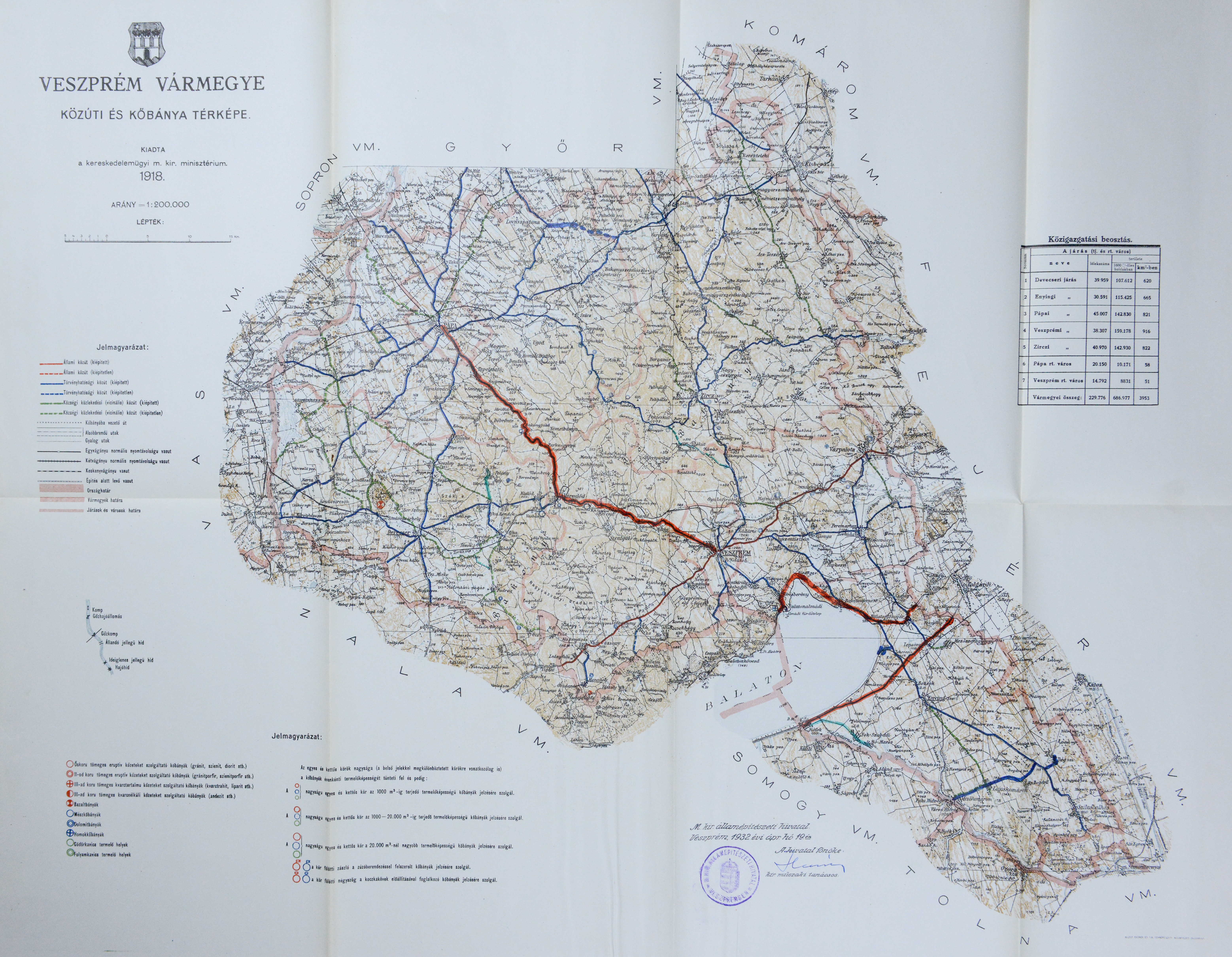 Veszprém vármegye közúti térképe